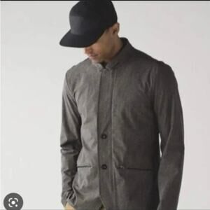 Lululemon‎ Full Zip Button Jacket Brown Herringbone Men's Size XLarge